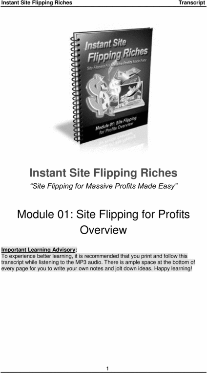 Product picture Instant Site Flipping Riches 